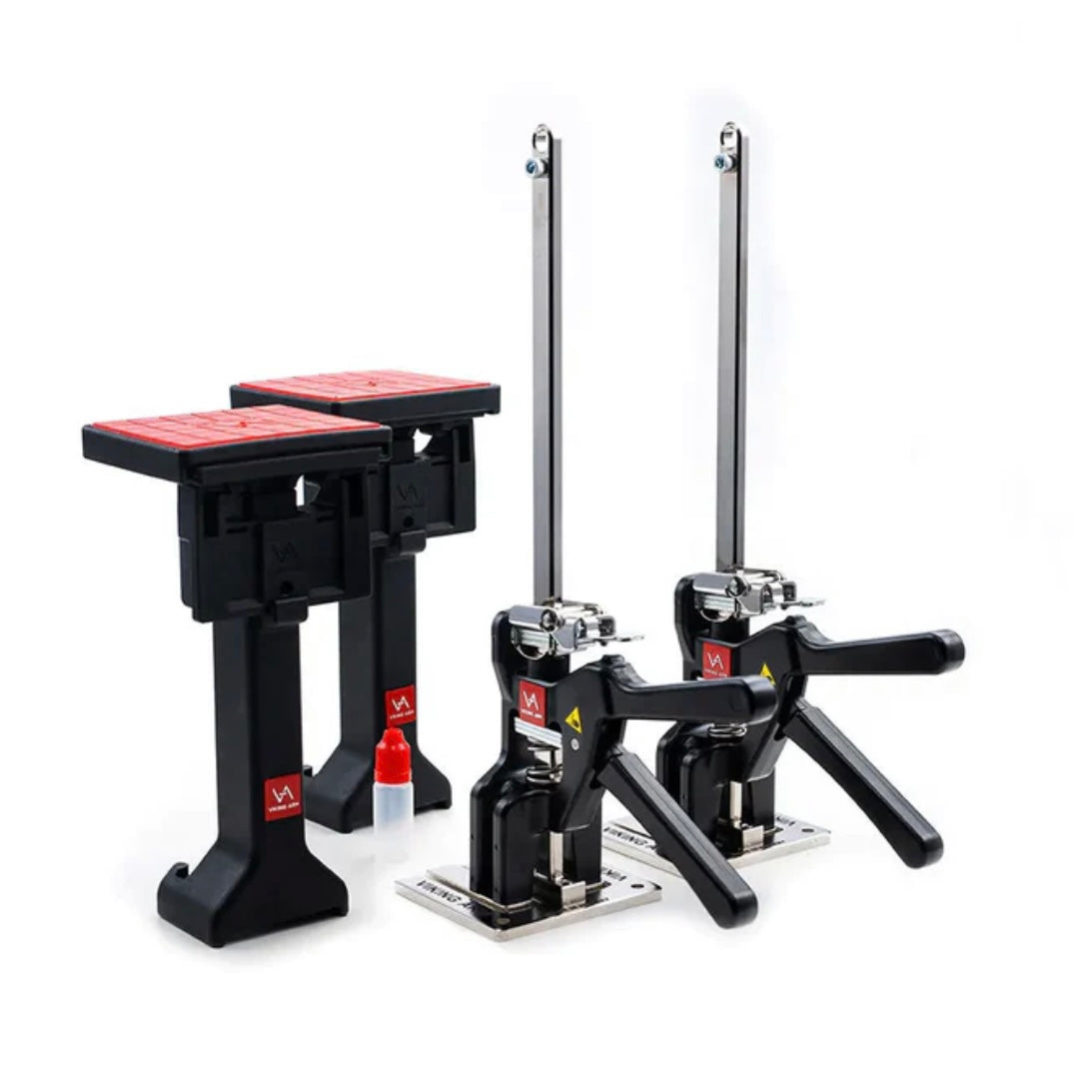 Viking Arm Twin Pack with Cabinet Install Kit in Storage Container
